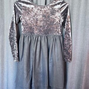 Cat & Jack Gray Velvet Top Tulle Skirt Dress